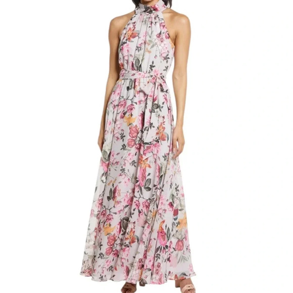 Eliza J Floral Print Halter Neck Maxi Dress with Bow at Back Size 0 NWT - Picture 15 of 15
